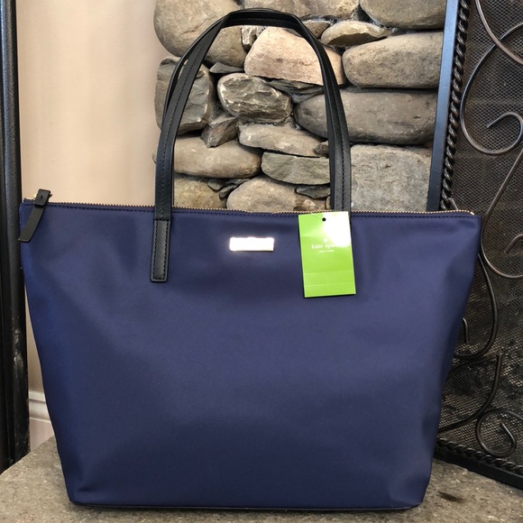 kate spade Handbags - Kate Spade NWT zip bag in French Navy black trim